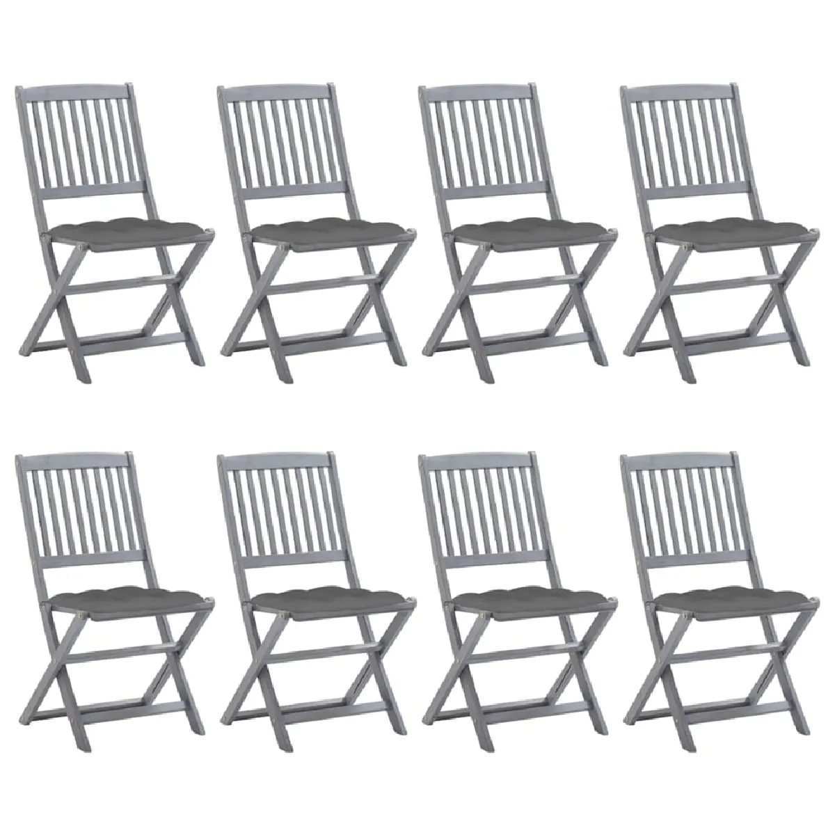 vidaXL Chaises pliantes - Lot de 8 - Acacia massif
