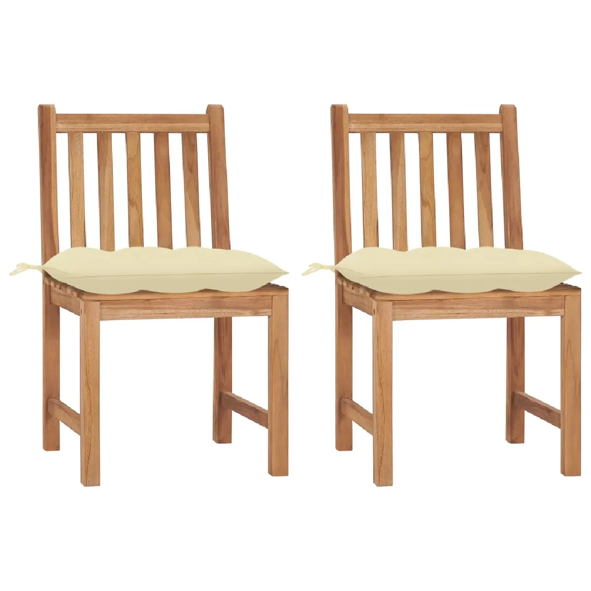 Vidaxl Blanc Chaises De Jardin Lot De 2 Avec Coussins Bois De Teck Massif - Image 3