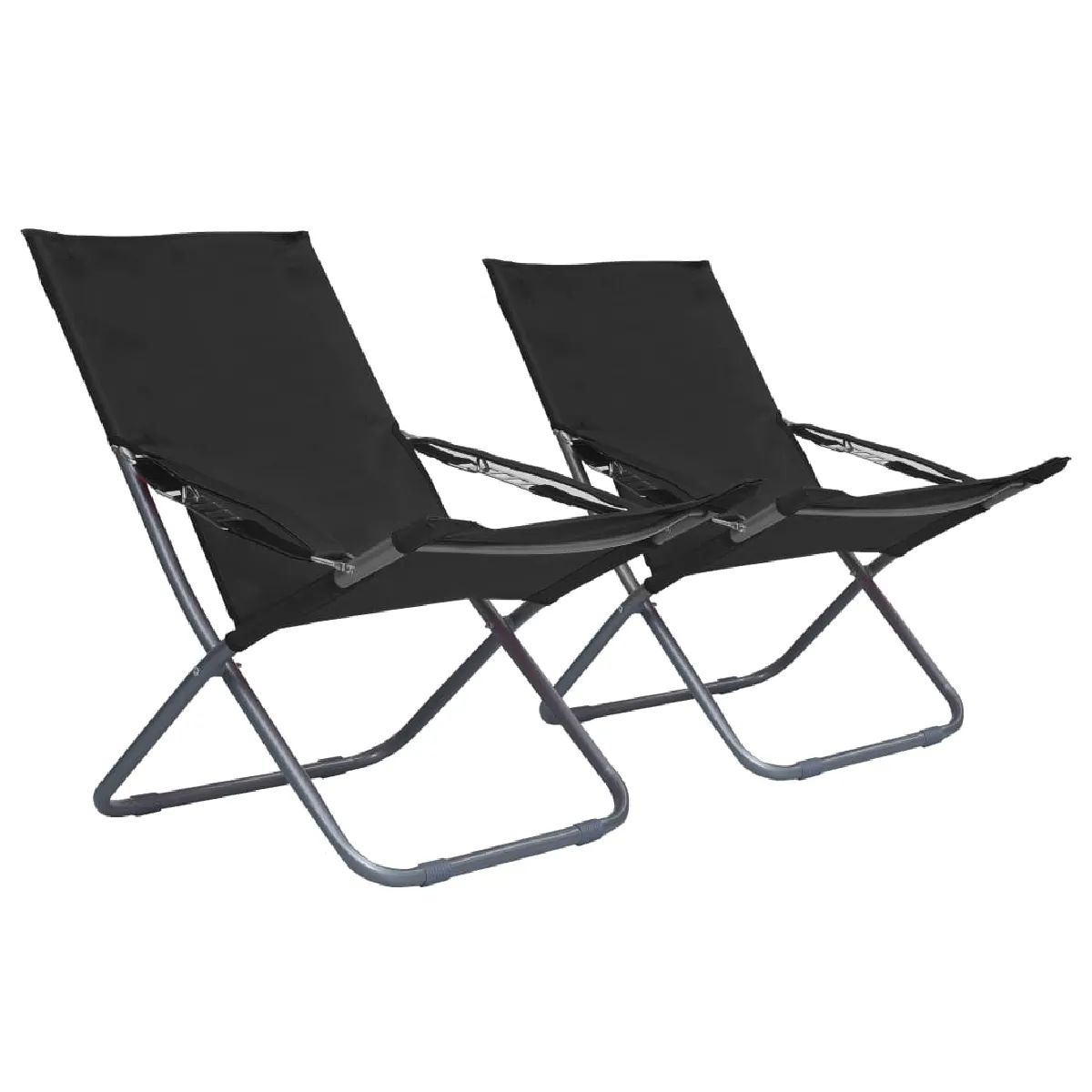 vidaXL - Chaises pliables de plage - Lot de 2 - Noir - Image 2