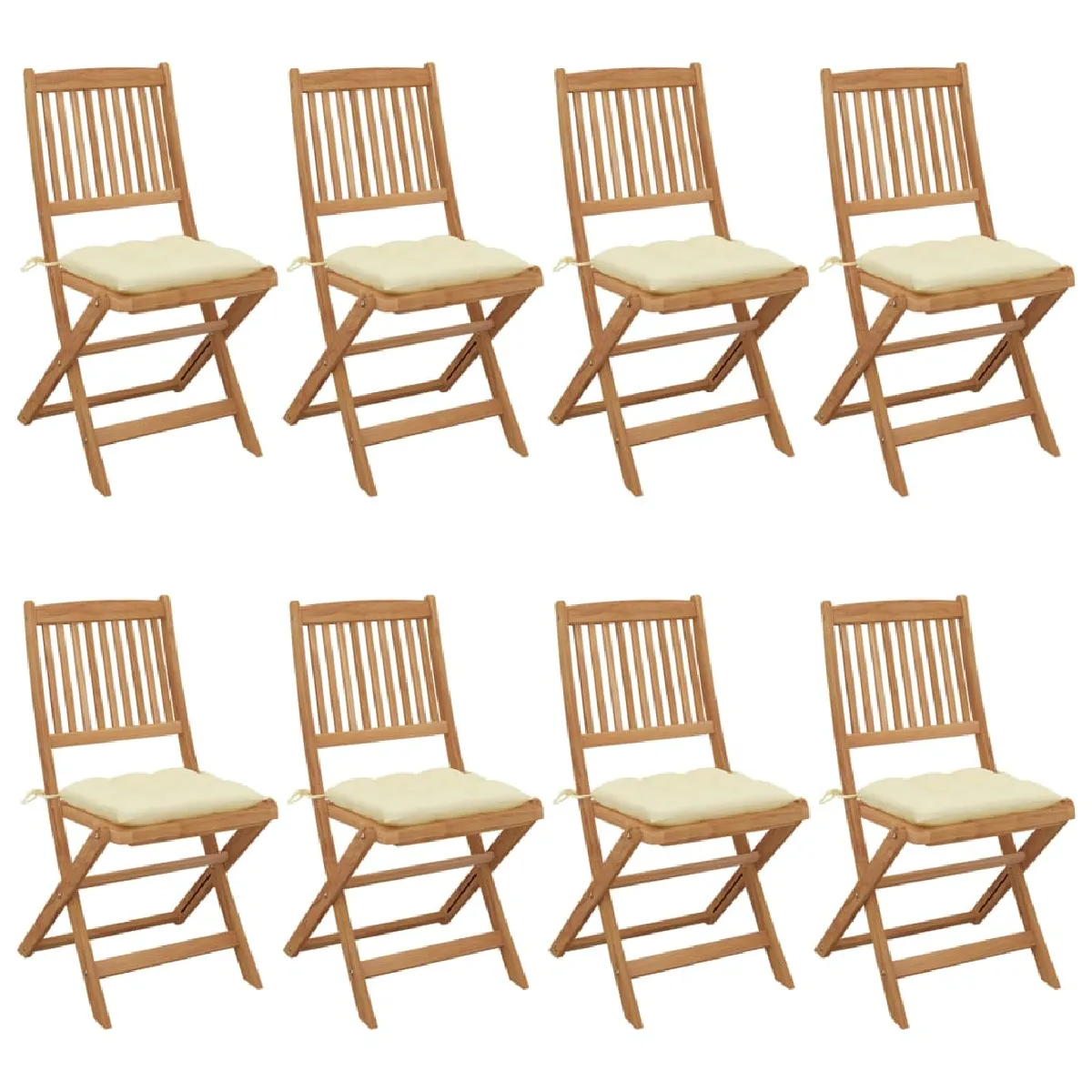 vidaXL Chaises pliables de jardin avec coussins Lot de 8 - vue 3