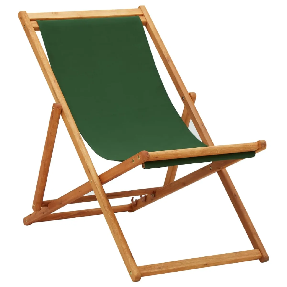 vidaXL Chaise Pliable de Plage Tissu et Cadre en Bois Jardin Camping 44000 - vue 2