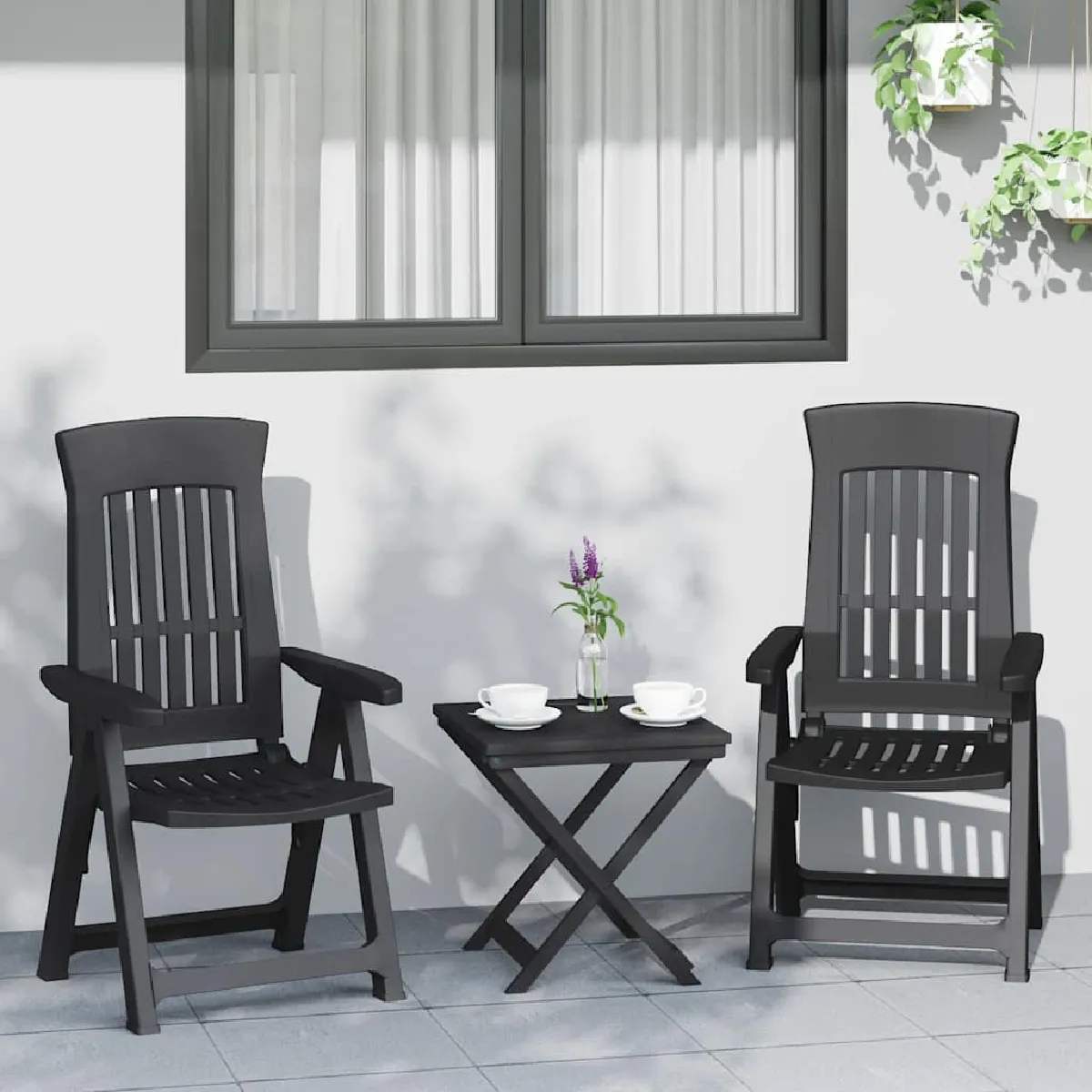 vidaXL Lot de 2 Chaises Inclinables de Jardin Fauteuils avec Dossier Réglable Sièges Pliables Meubles de Terrasse Patio 364712 - vue 2