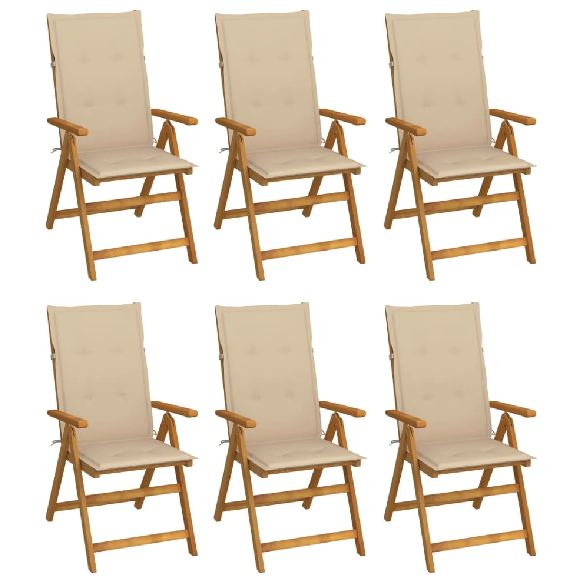 vidaXL Chaises de jardin pliables avec coussins Lot de 4