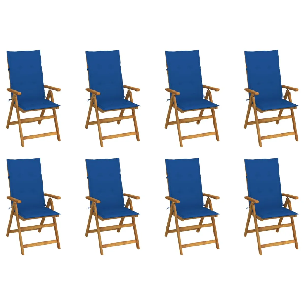 vidaXL Chaises pliables de jardin et coussins Acacia / - vue 2