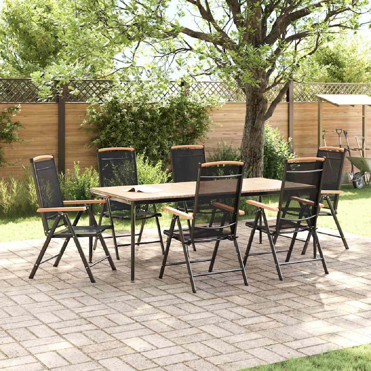 Vidaxl Noir Chaises De Jardin Pliables Lot De 6 Textilène - Image 3