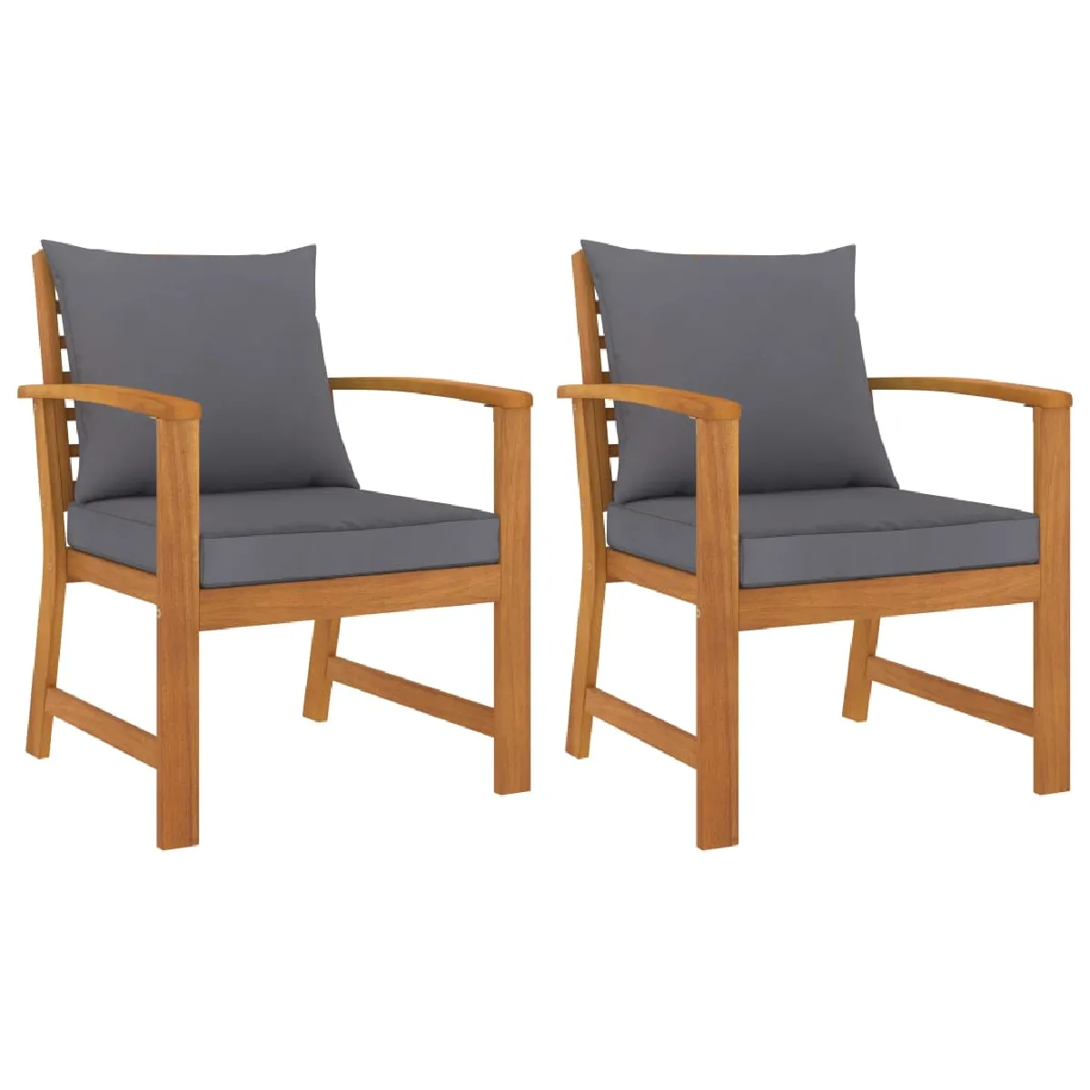 vidaXL Chaises de jardin lot de 2 avec coussin gris foncé - Bois acacia