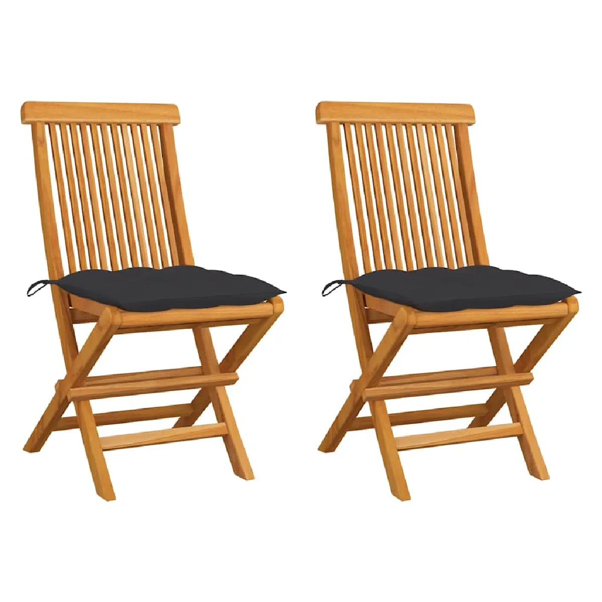 Non Communiqué Anthracite Chaises De Jardin Et Coussins Lot De 2 Bois De Teck - Image 3