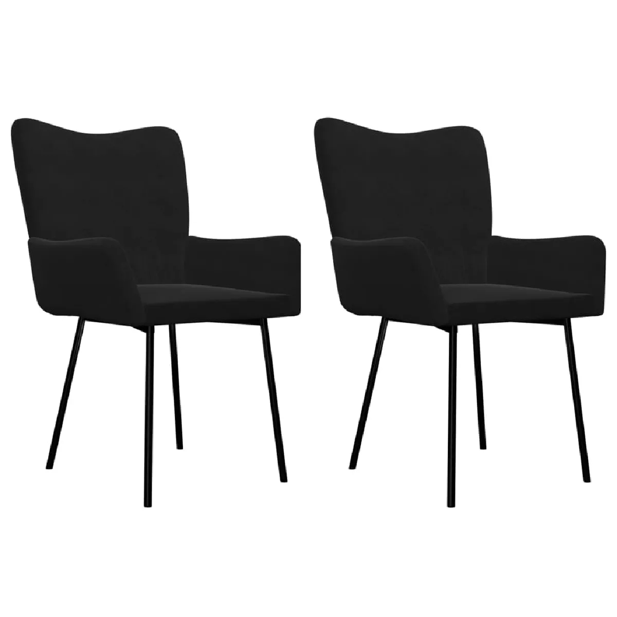 Lot de 2 chaises en velours gris pieds métal noir Oscar | Maisons du Monde