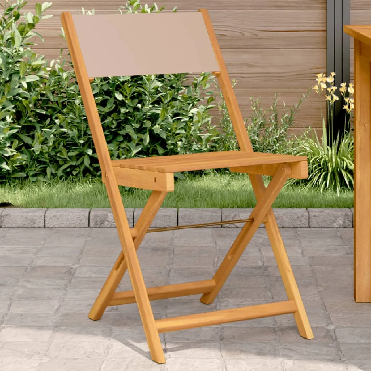 vidaXL Chaises bistrot - Lot de 2 - Acacia massif Taupe