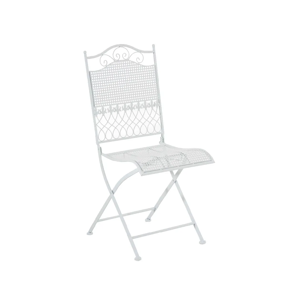 Decoshop26 Chaise de jardin fer forgé - Blanc
