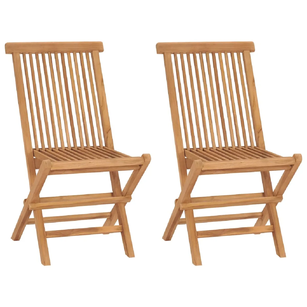 Non Communiqué Marron Chaises De Jardin Pliables Lot De 2 Bois De Teck Massif - Image 3