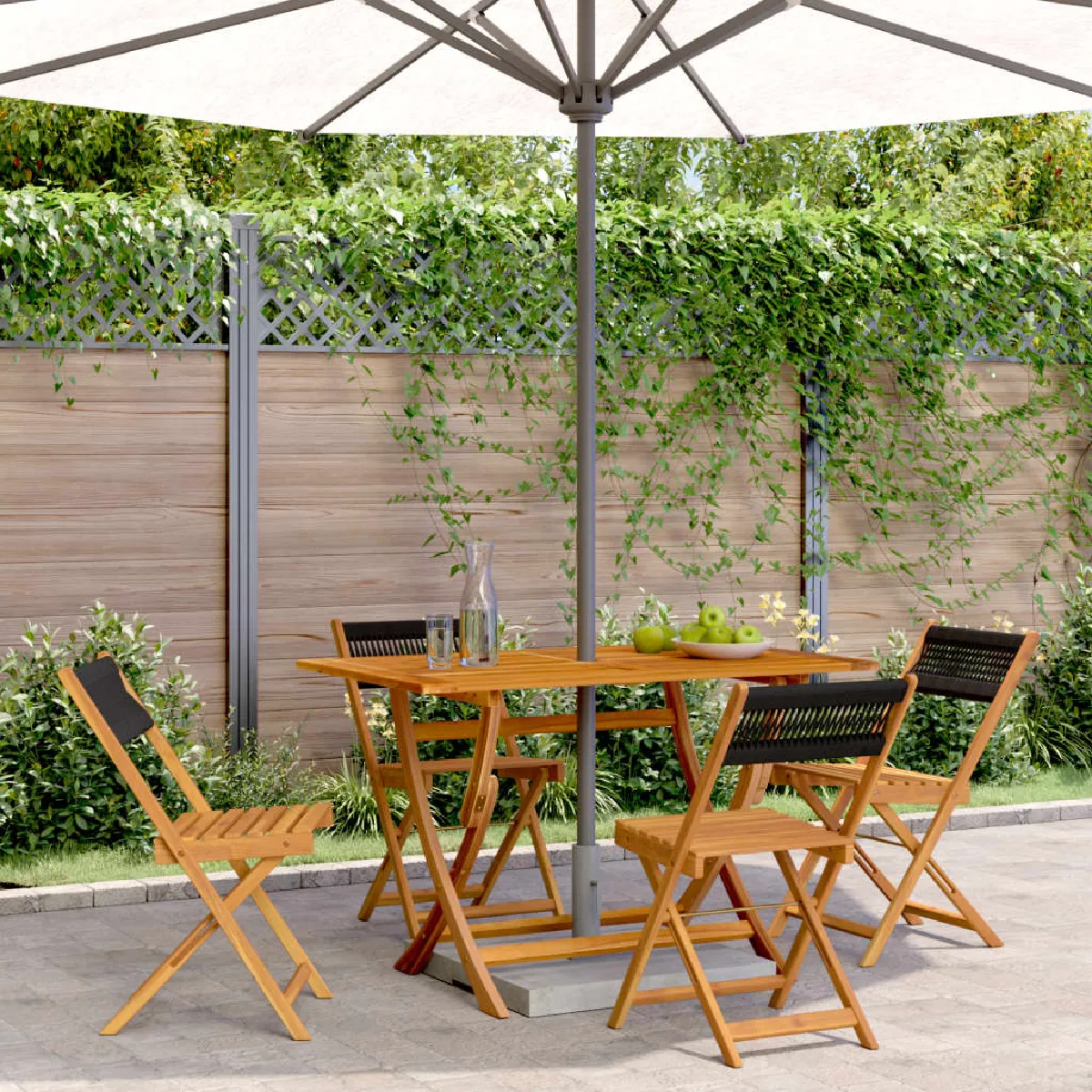 Vidaxl Chaises pliantes de jardin Poly rotin et bois d'acacia lot de 6 - vue 7