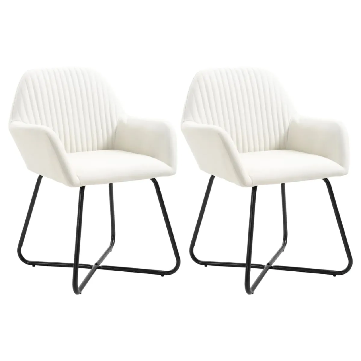 vidaXL Chaises à manger Tissu crème Lot de 6 - vue 4