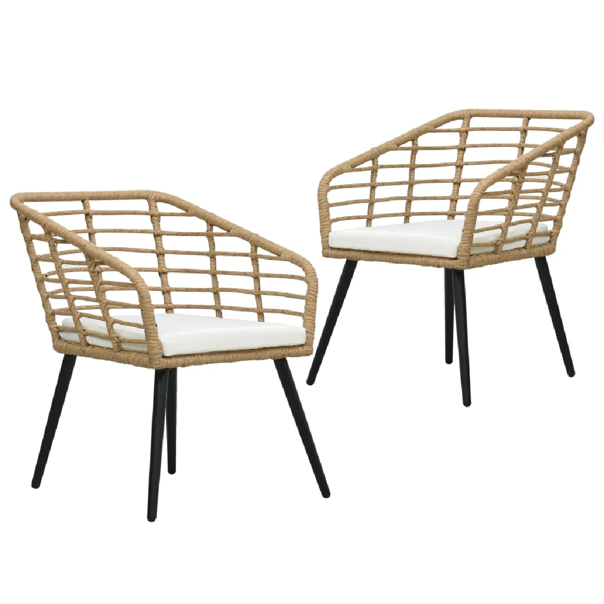 vidaXL Chaises de jardin avec coussins Chêne Lot de 2