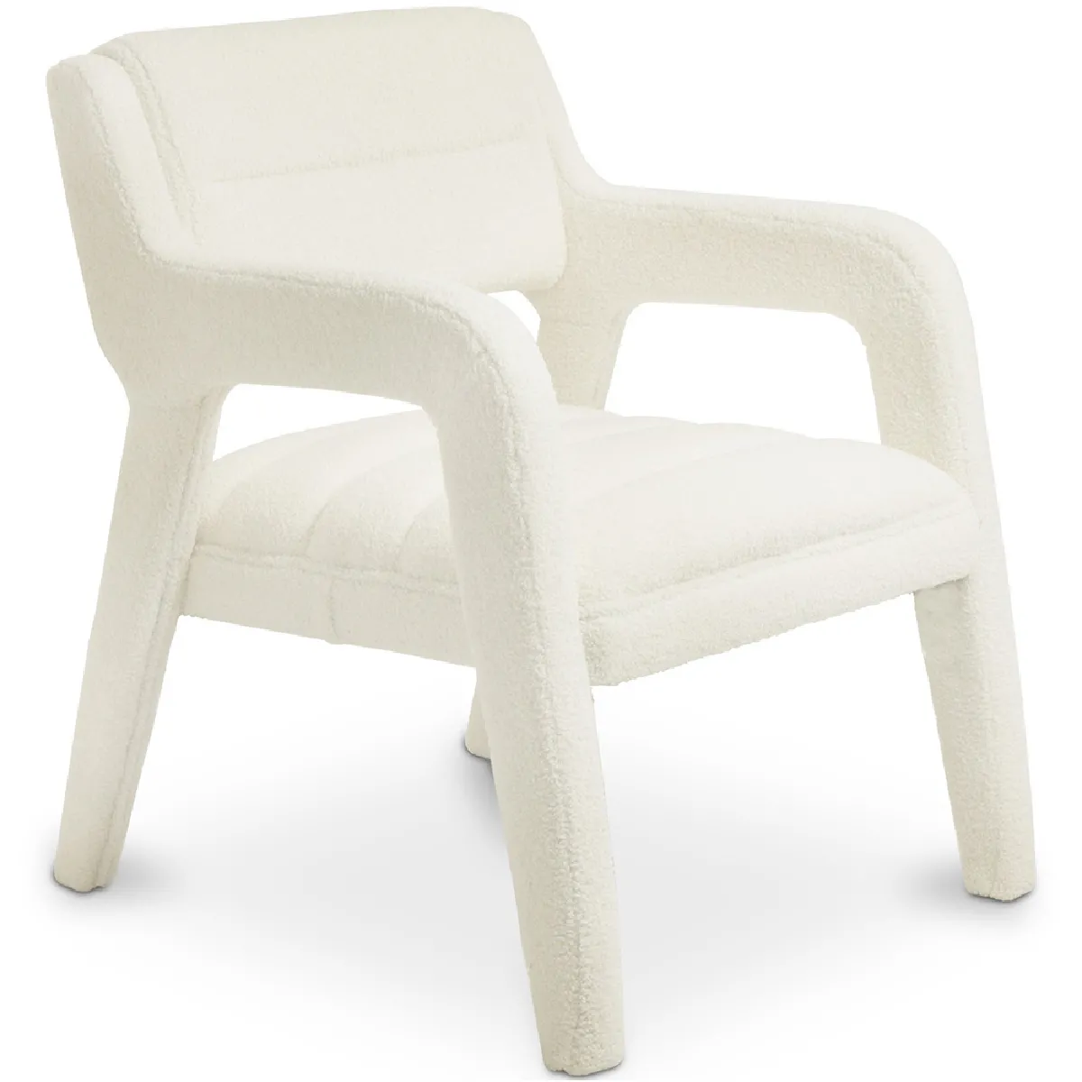 Chaise de salle à manger en bouclette fausse fourrure Tapissée - Boucles Blanches - Colette Blanc