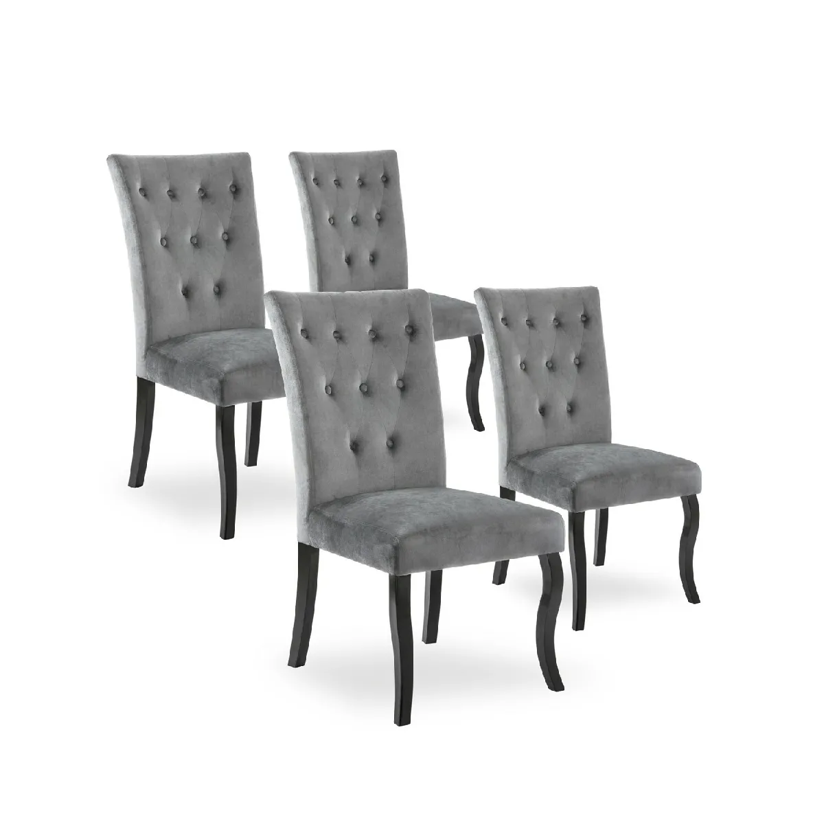 Chaza Lot de 4 Chaises - Velours Gris