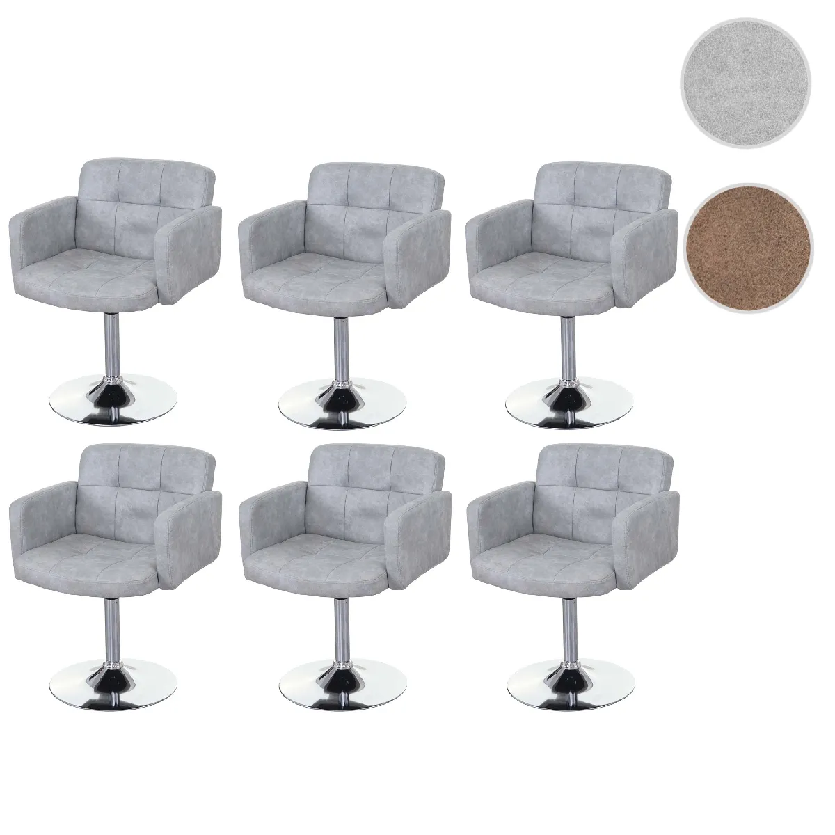 Mendler Chaises Orlando - Gris vintage, imitation daim - Lot de 6