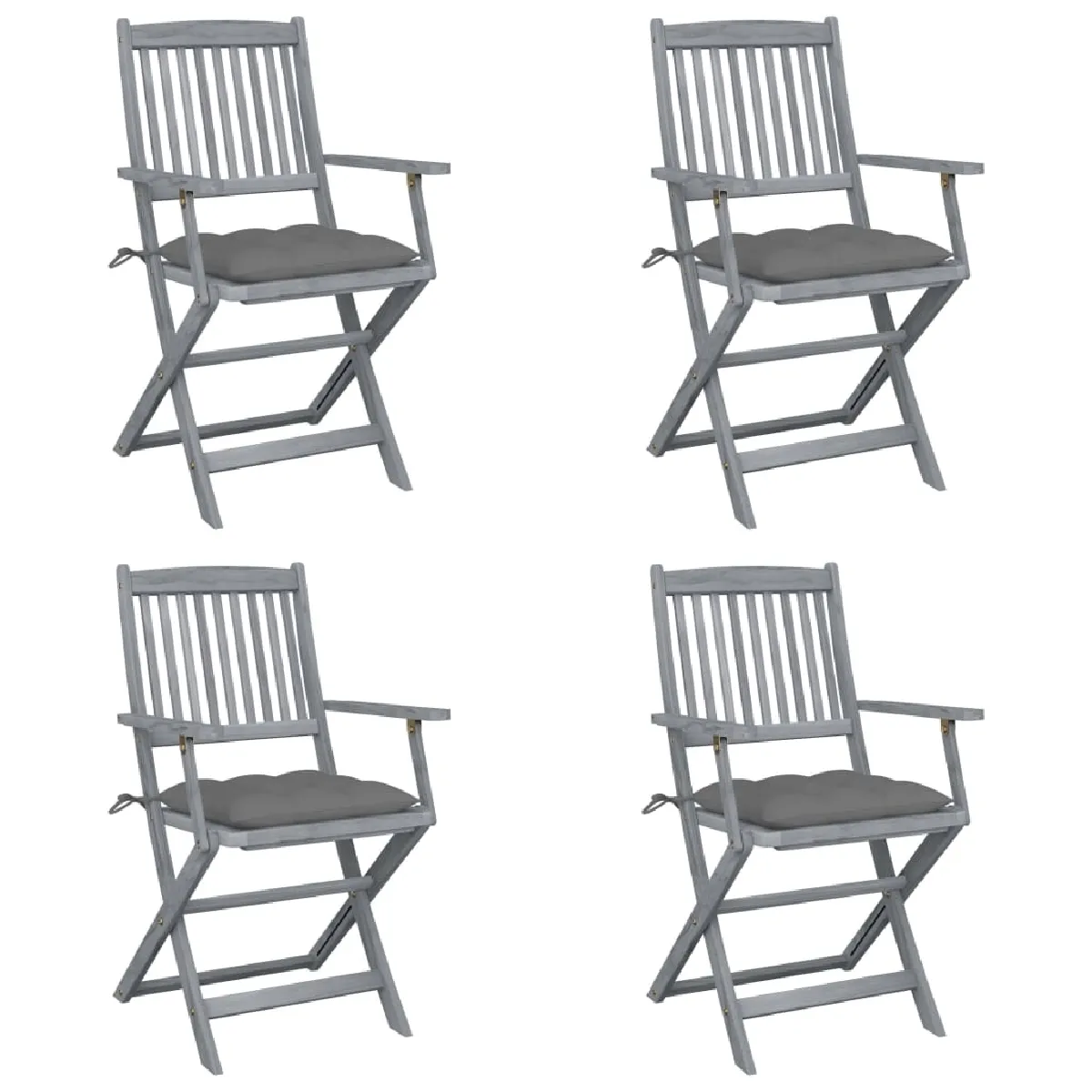 VIDAXL Chaises pliables avec coussins Bois d'acacia - vue 6