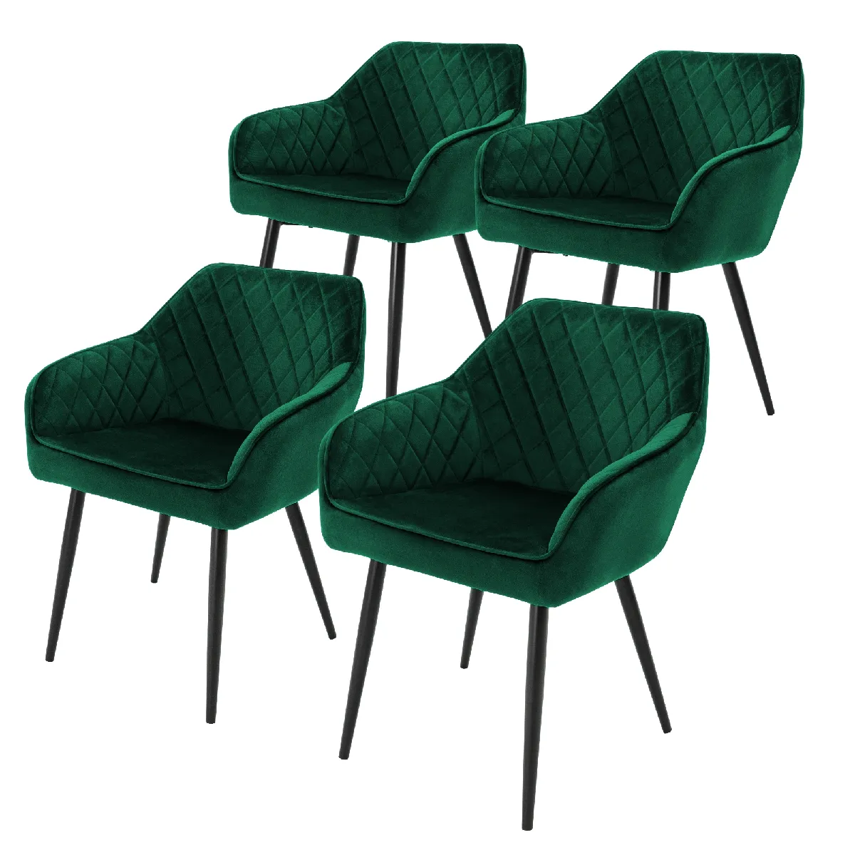 ML-Design Chaises à manger - Lot de 4 - Vert foncé
