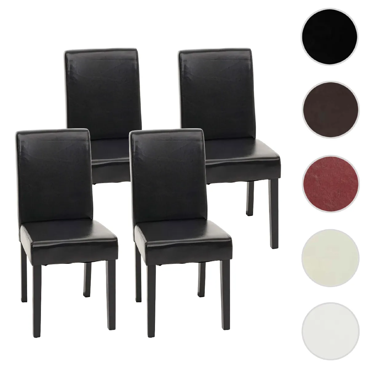 Mendler Noir Chaises De Séjour Littau - Cuir Reconstitué - Lot De 4