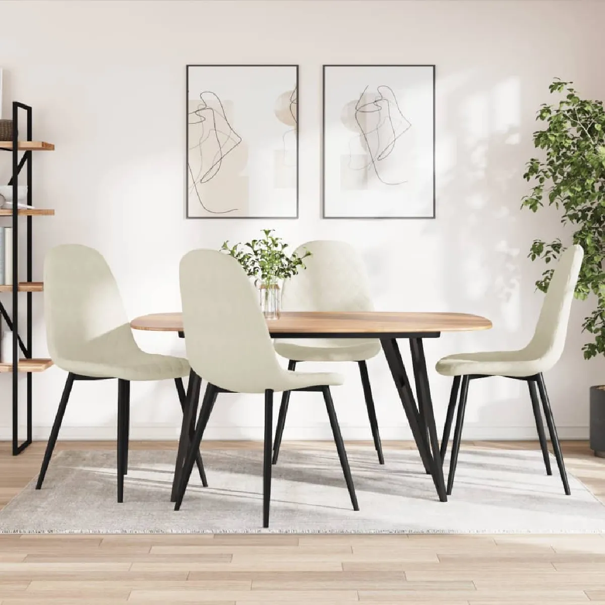Vidaxl Chaises à manger lot de 6 Crème - vue 3