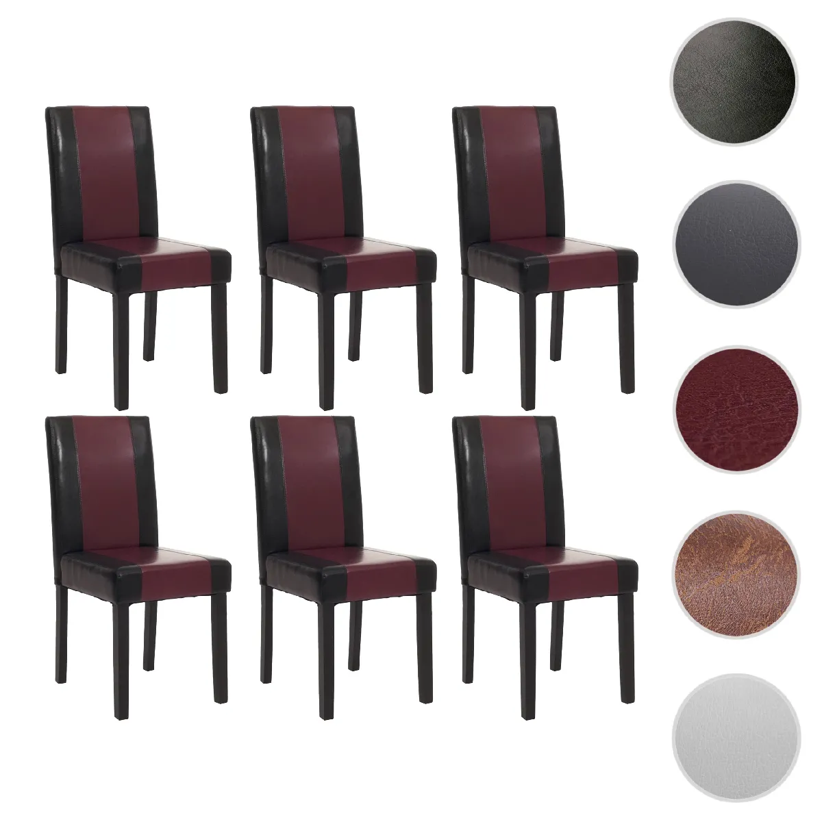 Mendler Noir/Rouge Lot De 6 Chaises Littau