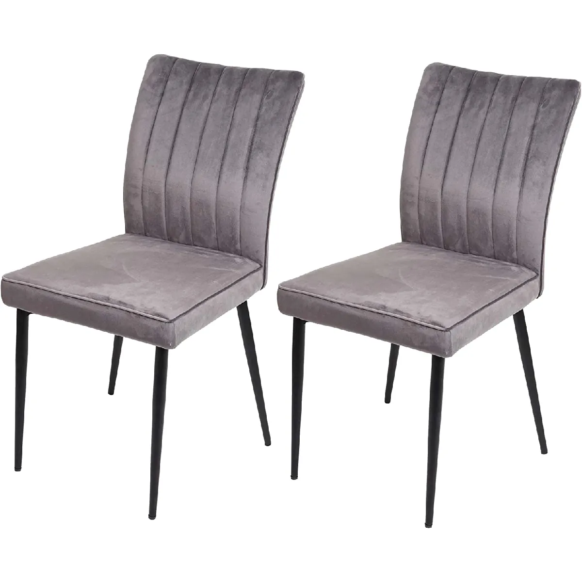 Decoshop26 Chaises Velours - Gris foncé