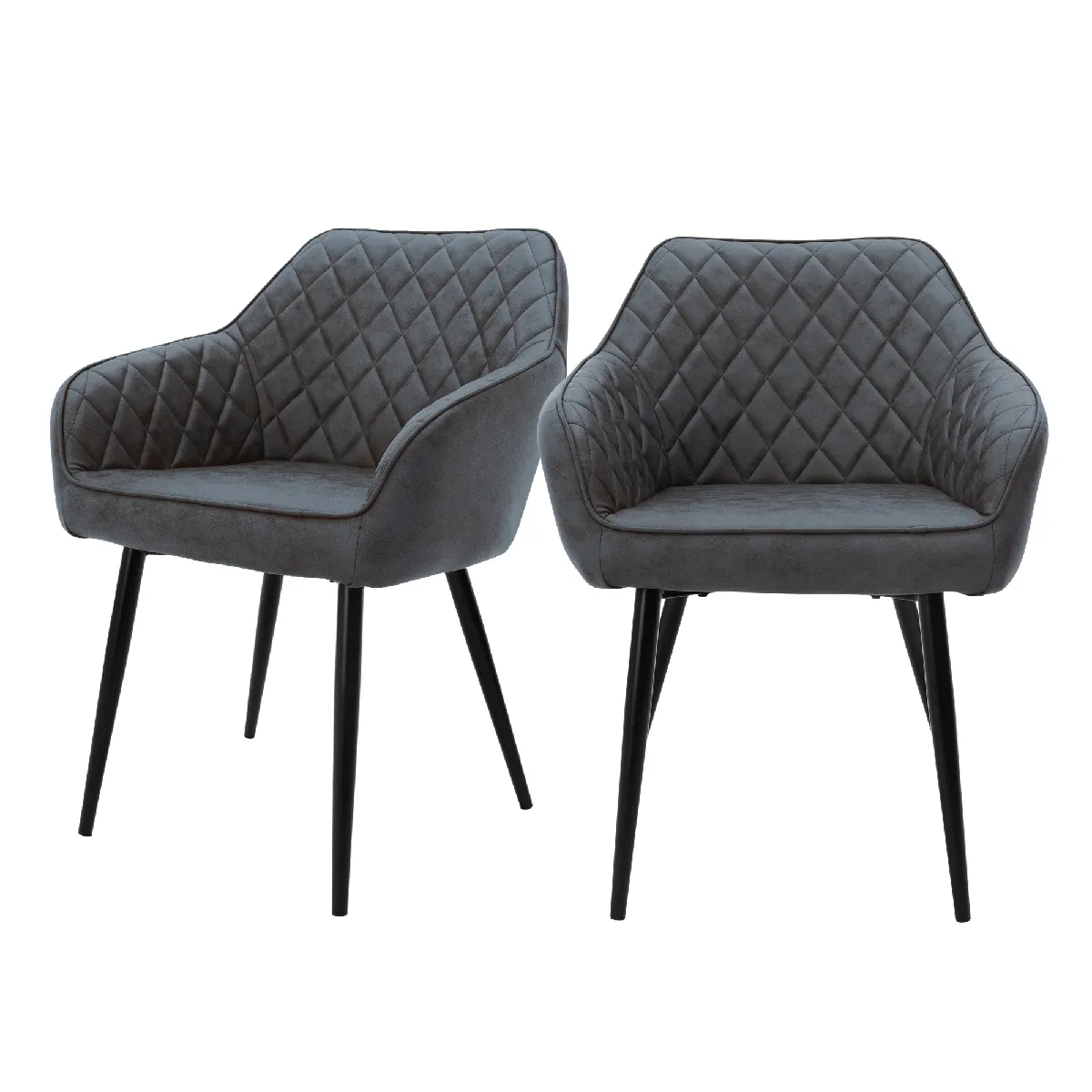 Ml-Design Noir Lot De 2 Chaises - Anthracite Similicuir