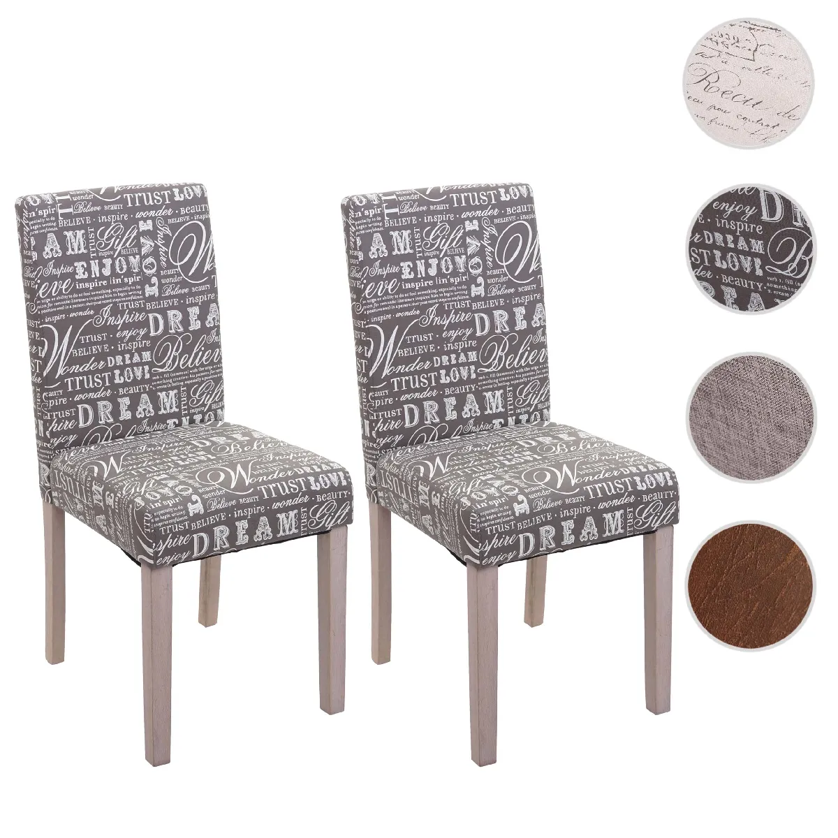Mendler 2x Chaise Littau - Gris/Chêne