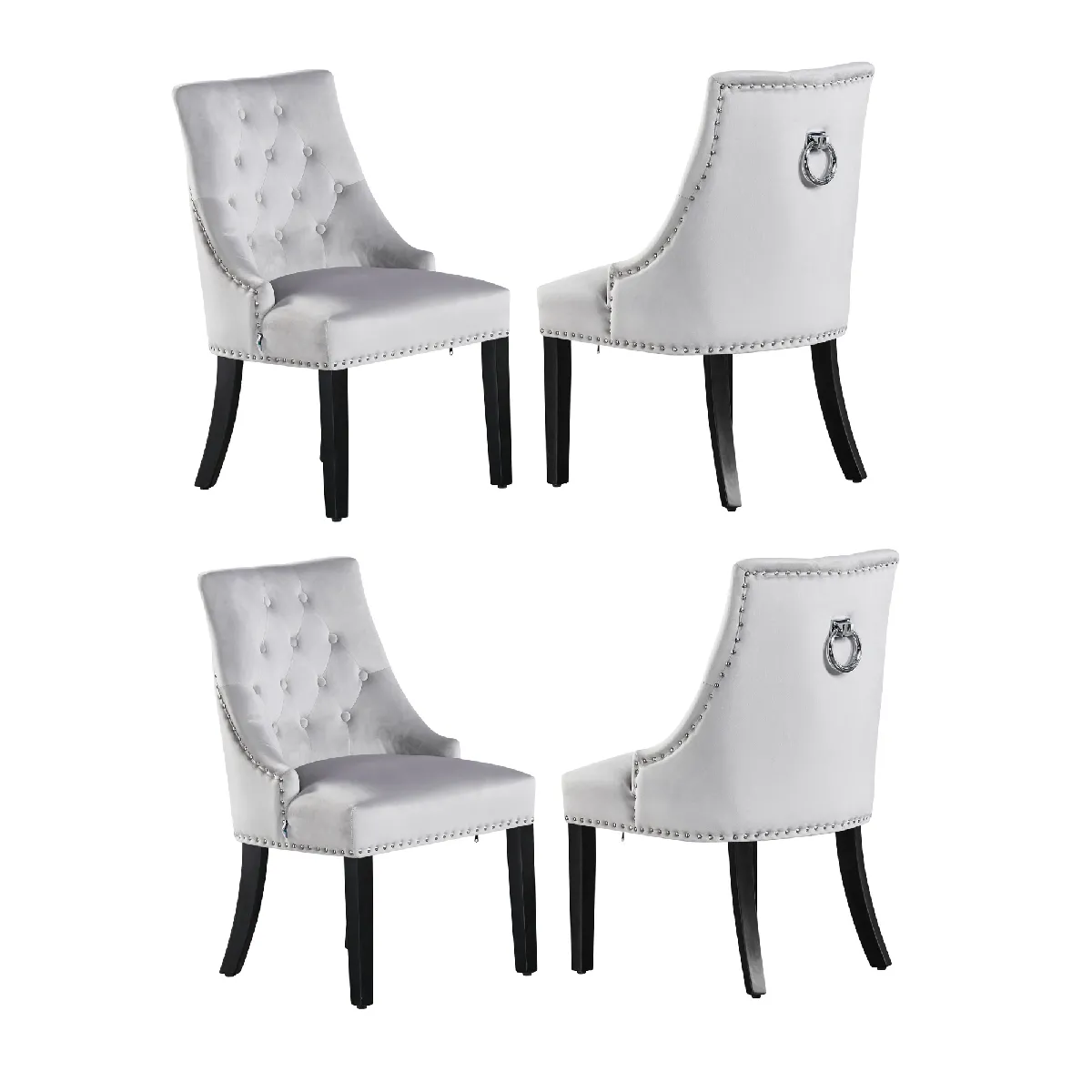 Windsor Chaise Capitonnée - Velours gris