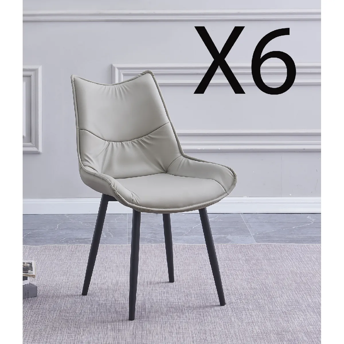 Pegane Chaises PU Beige Noir Pegane Chaises PU Beige Noir
