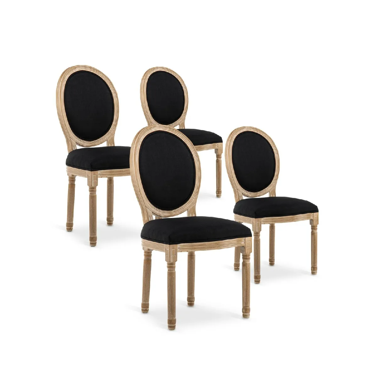 Lot de 4 chaises Médaillon - Noir