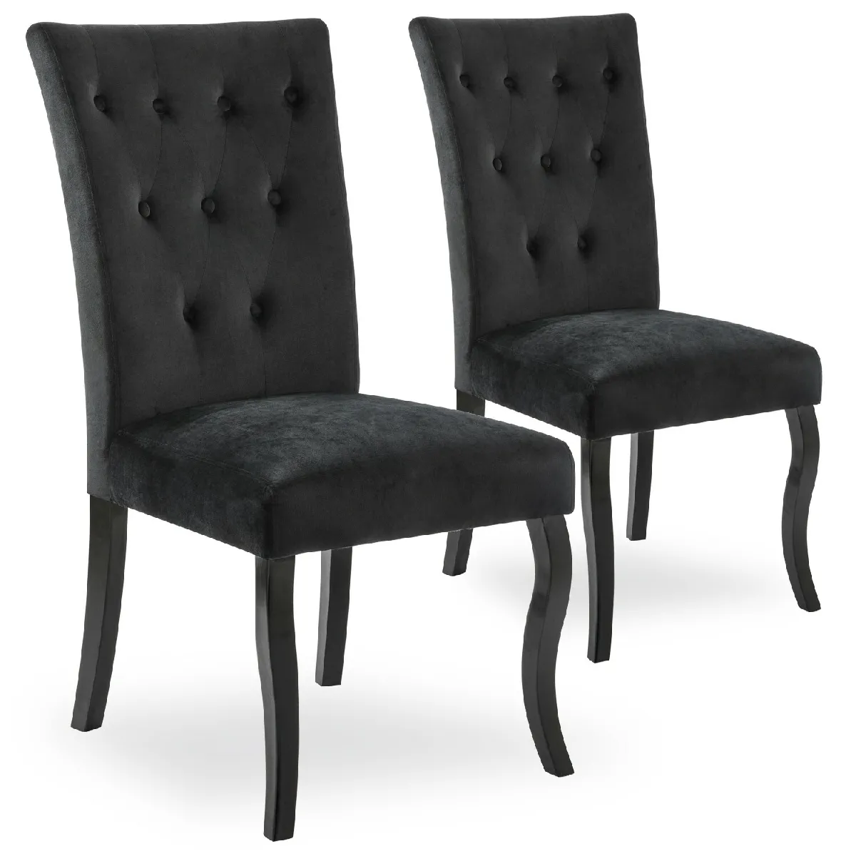 NC Chazes Chaises Velours Noir - Lot de 2
