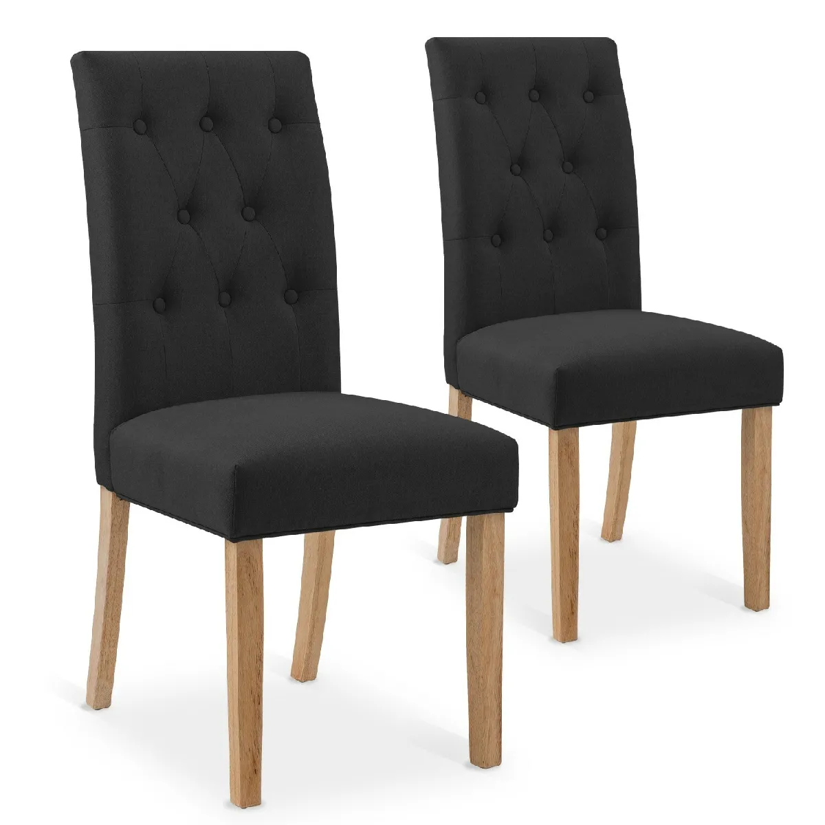 Lot de 2 Chaises Gaya Tissu Noir