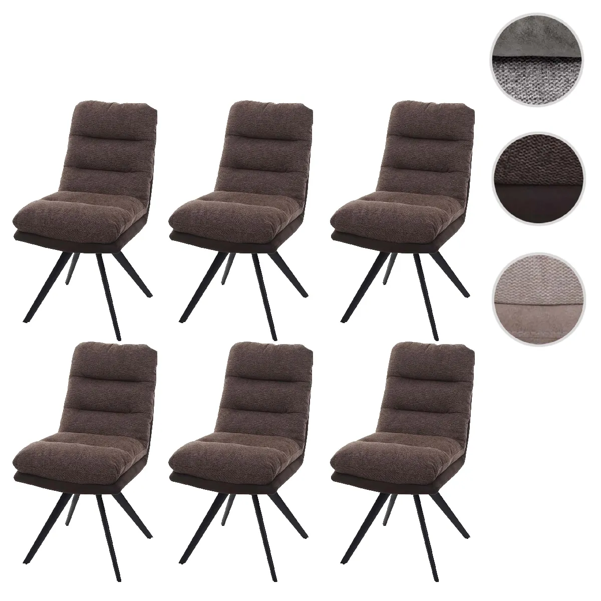 Mendler Chaises HWC-G66 - Brun foncé (lot de 6) Mendler Chaises HWC-G66 - Brun foncé (lot de 6)