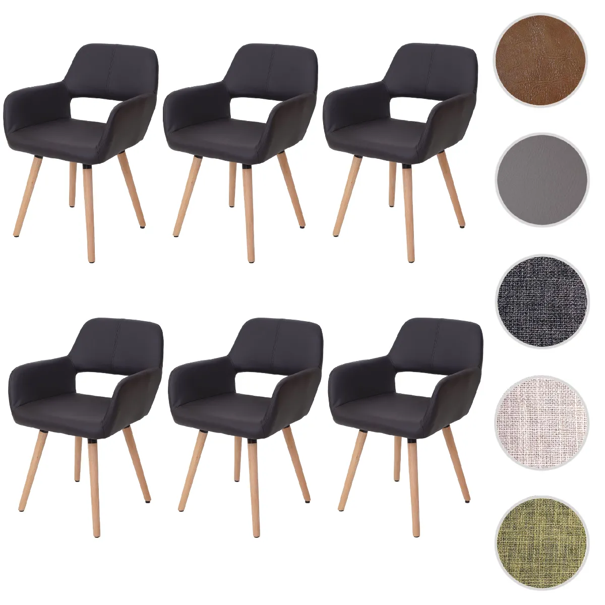 Mendler Marron Hwc-A50 Ii - Lot De 6 Chaises