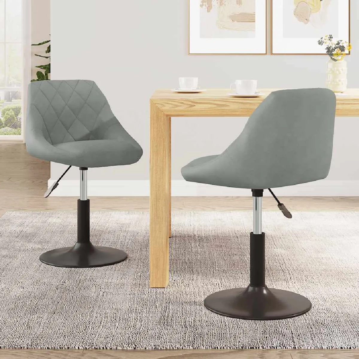 VIDAXL Chaises pivotantes Velours - vue 6