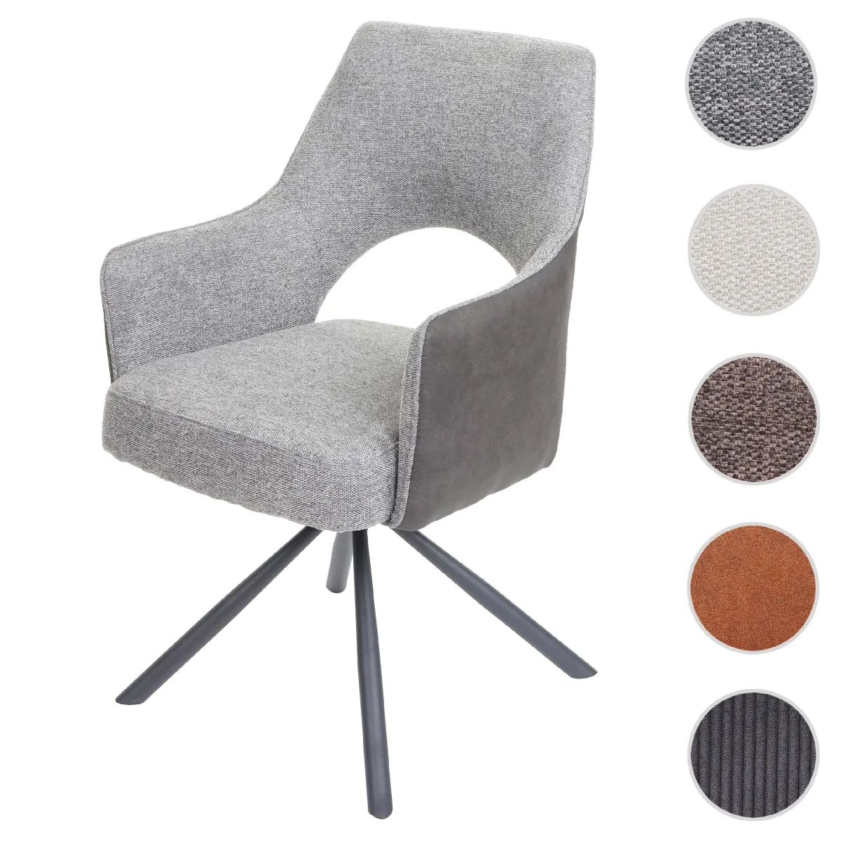 Mendler HWC-K30 - Chaise salle à manger pivotante - Gris Mendler HWC-K30 - Chaise salle à manger pivotante - Gris