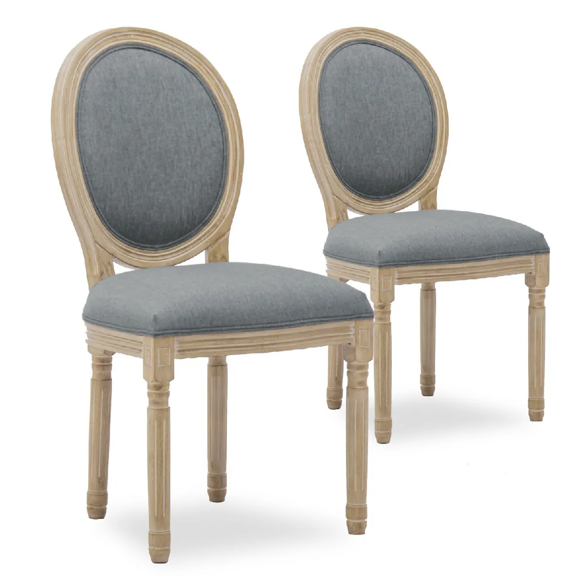 Lot de 2 chaises médaillon Louis XVI - Gris