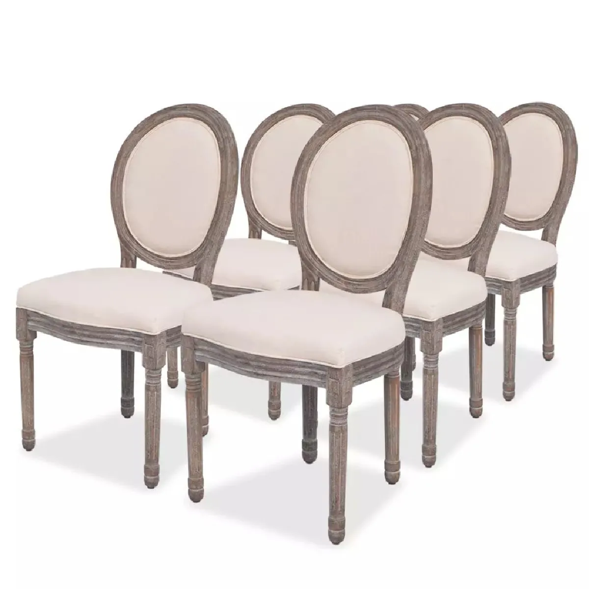 Decoshop26 Lot de 6 Chaises crème