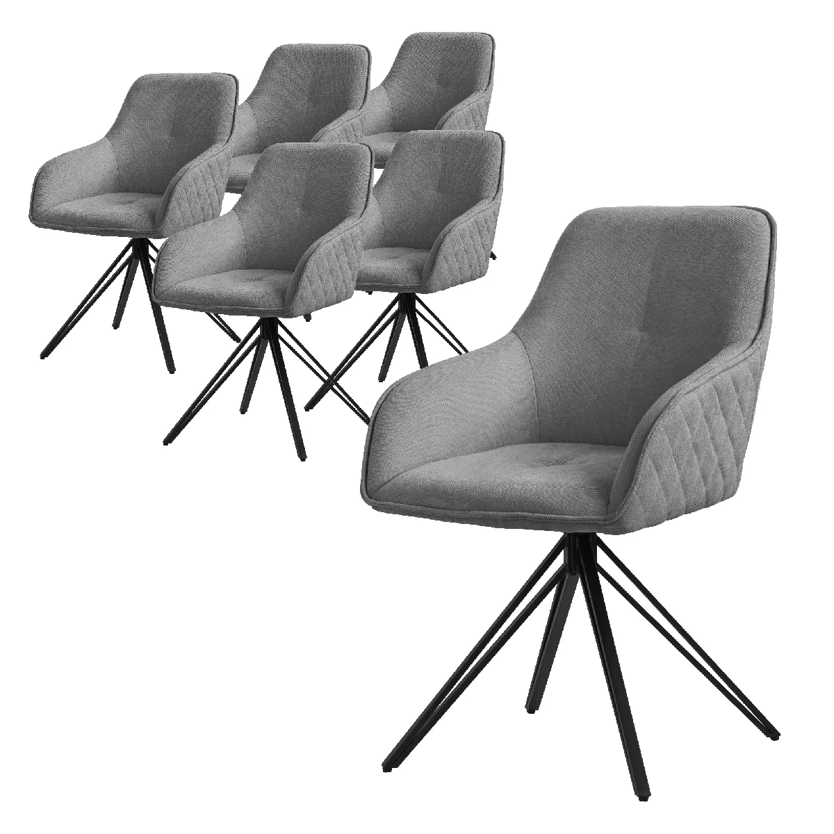 Ml-Design Grises Chaises Pivotantes - Lot De 6