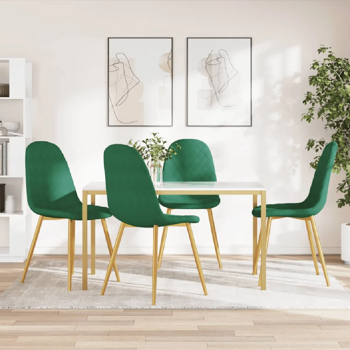 vidaXL Chaises à Manger Lot de 4 - Vert foncé