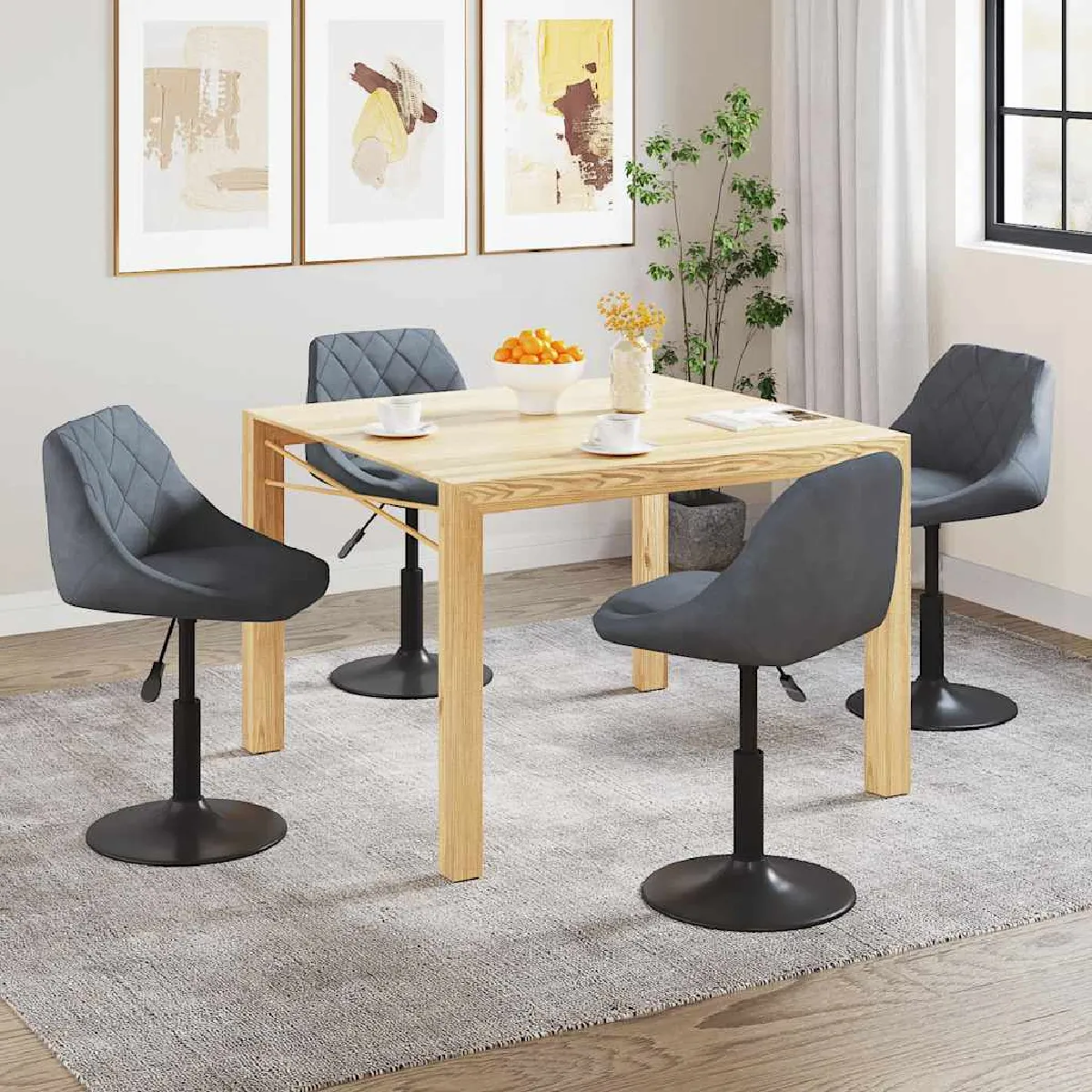 VIDAXL Chaises pivotantes Velours - vue 1