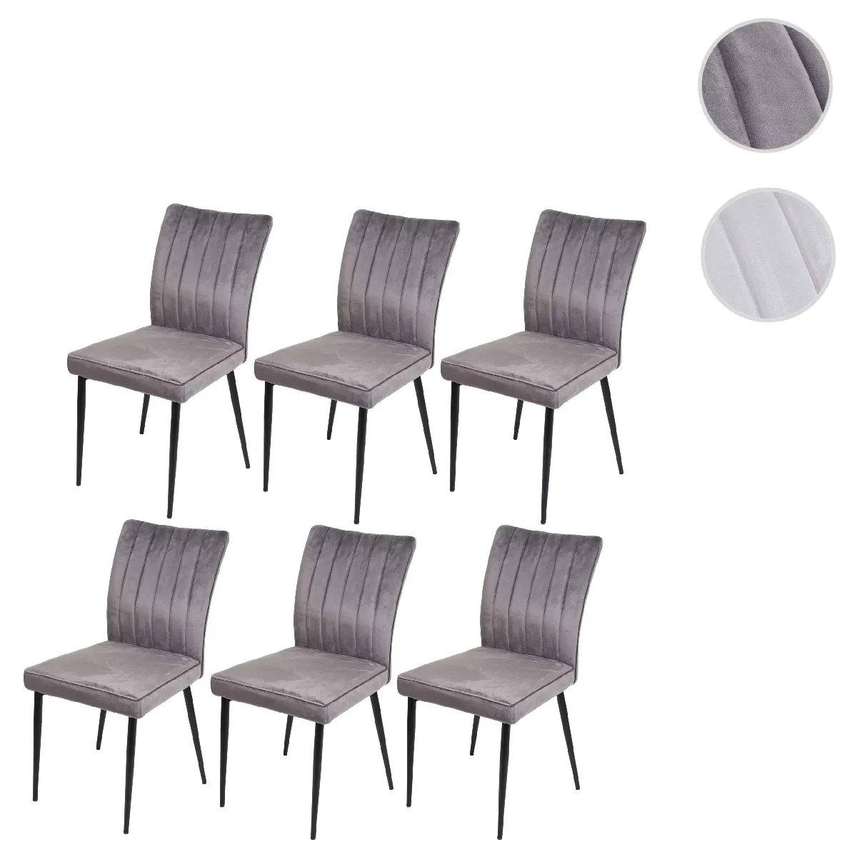 Mendler Gris Lot De 6 Chaises Hwc-K16 Foncé