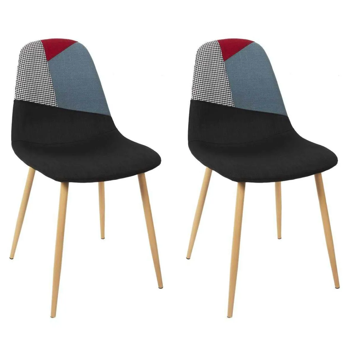 Chaises first patchwork métal et textile (Lot de 2)
