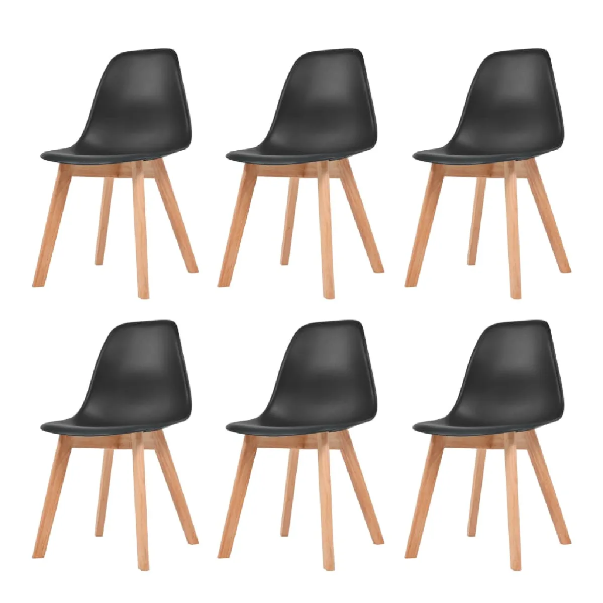 Vidaxl Chaises à Manger - Lot de 6 - Noir Plastique
