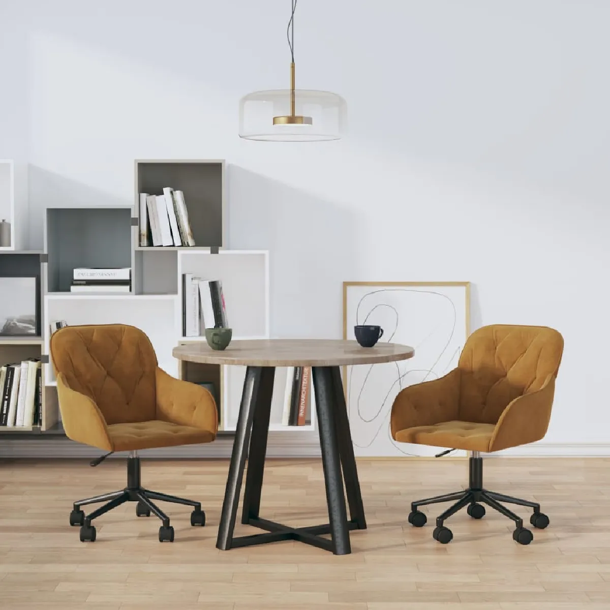 VidaXL Chaises Pivotantes Lot de 2 Marron