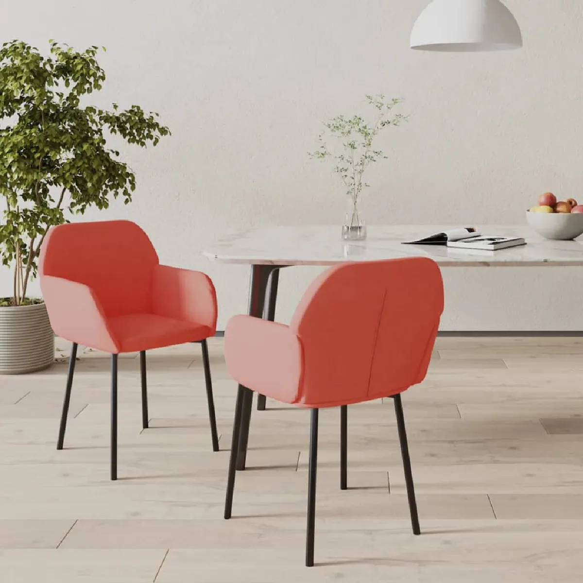 vidaXL - Chaise - Lot de 2 - Rose - 76 cm - Image 4
