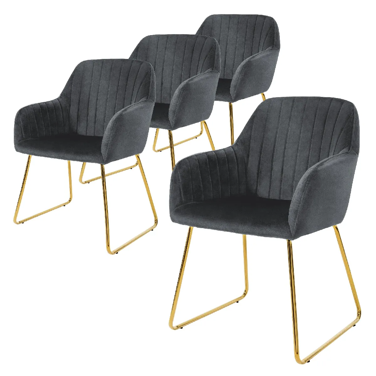 Ml-Design Gris Lot De 4 Chaises