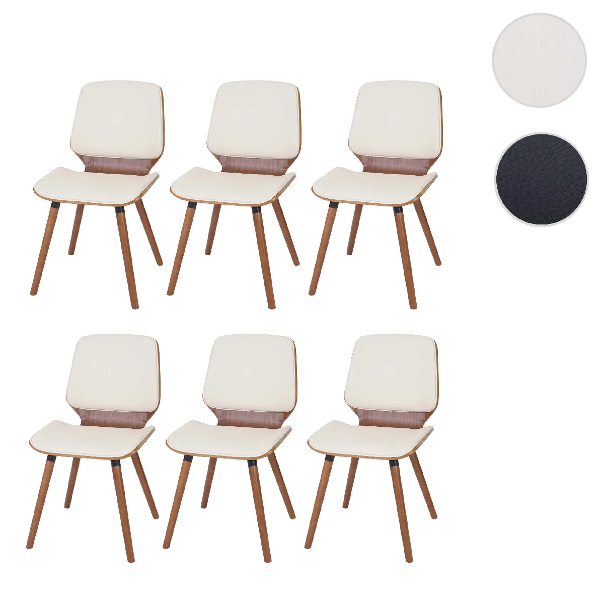 Mendler Lot De 6 Chaises Noyer Crème